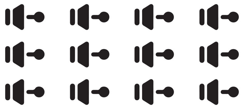 Speaker slider bar icons for volume control settings in modern application interface designs.