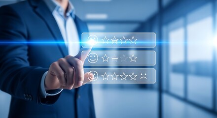 Obraz premium Customer satisfaction and feedback concept with rating stars