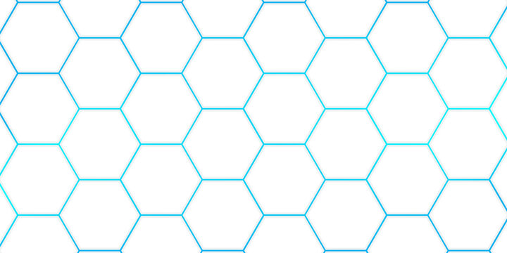 White 3d hexagonal technology vector abstract background. Blue bright energy flashes under hexagon in modern technology futuristic background vector illustration.
