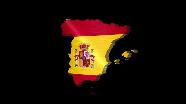 Spain 3D Rotating Flag Map Alpha Channel Loop