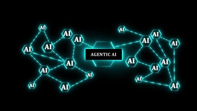 Agentic AI concept on futuristic glowing circuit technology background concept autonomous artificial intelligence and advanced digital systems.4k motion graphics video animation