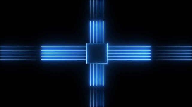 Animated dash circuit neon animation. Concept animation of turning on of dash. Futuristic circuit board animation. electronic Data circuit board animation. High tech cyber Artificial Intelligence.4k