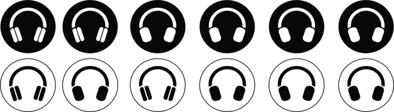 Headphone and Audio Device Icon Collection Featuring Modern Music Listening Symbols, Multimedia Accessories, and Digital Sound Elements for Creative Design Projects