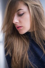 Fototapeta premium Portrait close up of glamour woman with long hair