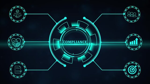 Compliance and regulation concept. Enforcement of laws, regulations, and standards, requirements, internal policies and procedures. Minimize legal and financial risks, protect corporate reputation.4k