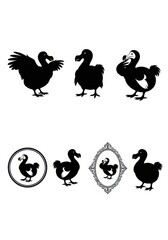 Obraz premium Dodo Bird Silhouette Collection - Set of Extinct Flightless Bird Illustrations for Design