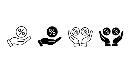 Obraz premium Discount promotion in hand icons set