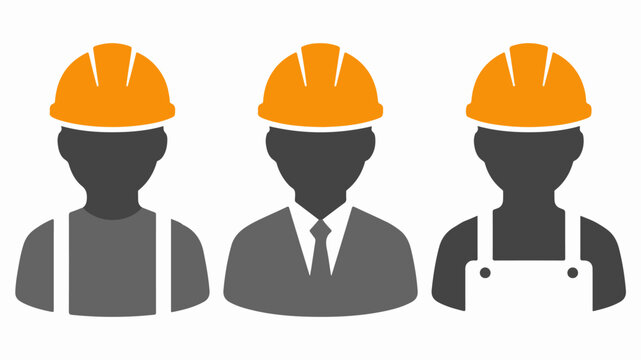 Builder icons set. Avatar with hard helmet and jacket set.