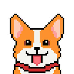 Obraz premium avatar png images, dog avatar png, pembroke welsh corgi dog avatar, Pixel art style dog avatar