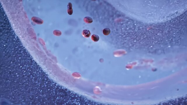 Microscopic Blood Cells in Motion: A Captivating Visual of Human Biology