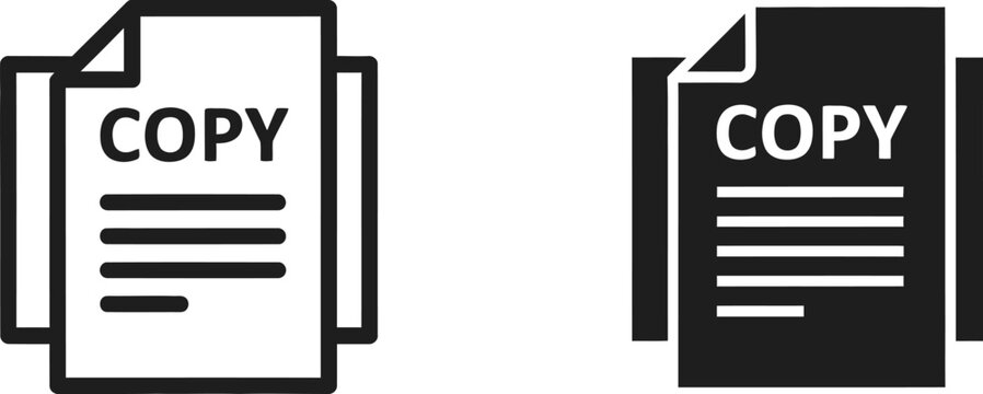 Two document icons with the word COPY in bold on white and black backgrounds
