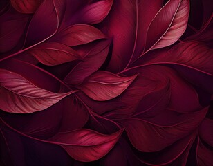 Obraz premium deep burgundy leaf pattern background