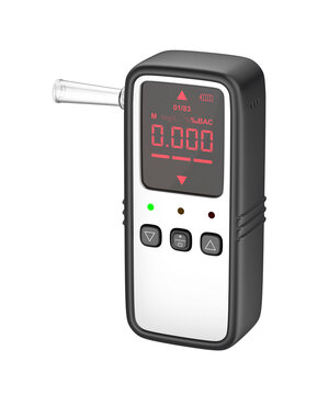 Digital breathalyzer for alcohol testing on transparent background