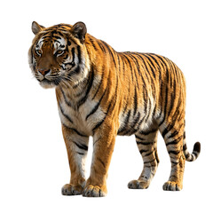 Fototapeta premium Majestic bengal tiger standing isolated on transparent background