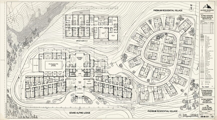 Obraz premium Architectural site plan for a residential village development project