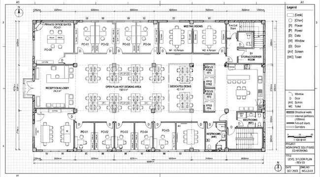 Professional architectural floor plan for a modern office interior design project