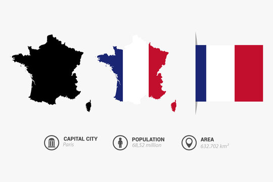 Vector map of France, a country in Western Europe