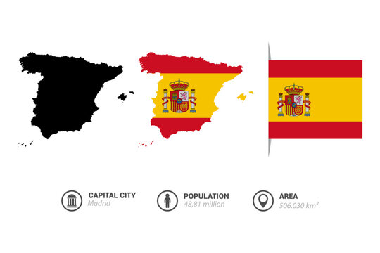 Spain flag and map set