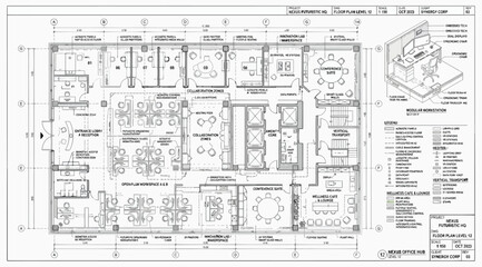 Fototapeta premium Architectural floor plan drawing of a professional office space layout
