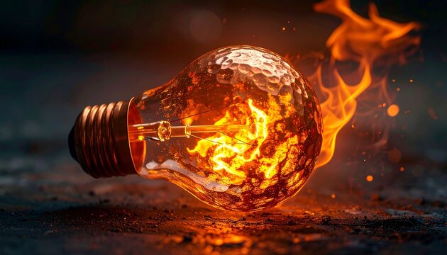 Burning Light Bulb - A Symbol of Innovation and Destruction.