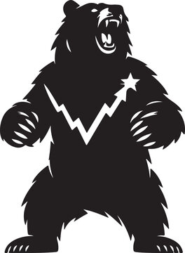 A premium collection of five symbolic vector silhouettes featuring powerful animals (bear, crocodile, python) integrated with financial motifs like graphs, gears, and currency symbols. The series repr