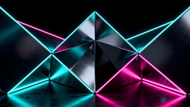 Neon geometric light pattern