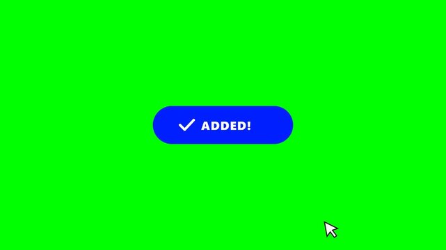 Animation of clicking add to cart button isolated on green screen background best for e-commerce websites and online store UI