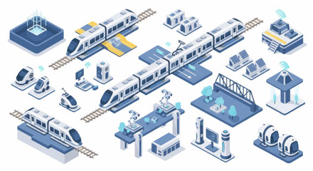 Futuristic transportation systems and modern city infrastructure elements. © Dono