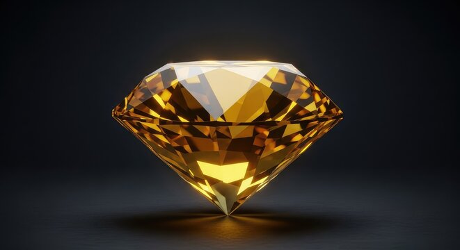 Sophisticated dark backdrop showcases a brilliant golden diamond geometric shape, offering a luxurious setting for celebratory design work, frame, decorative, party