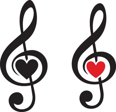G clef music symbols with heart design vector illustration Vector