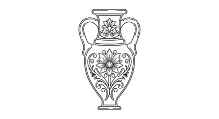 Fototapeta premium Ancient Greek clay vase with traditional amphora design and decorative patterns