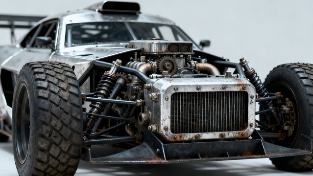Racing car engine and chassis