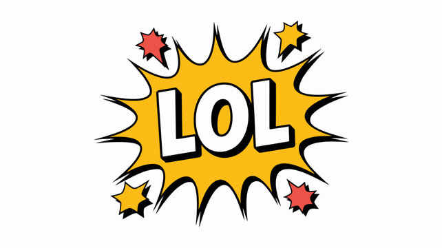 Comic style speech bubble with lol text on a white background thought laughing out loud typography cartoon pop art vector illustration