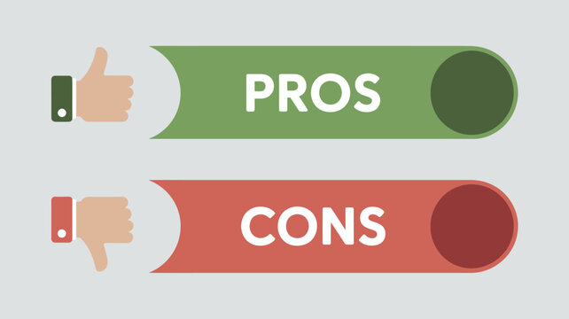 Thumbs up And Thumbs down Icons With Pros And Cons Labels Flat Vector Illustration approval disapproval positive feedback negative like dislike