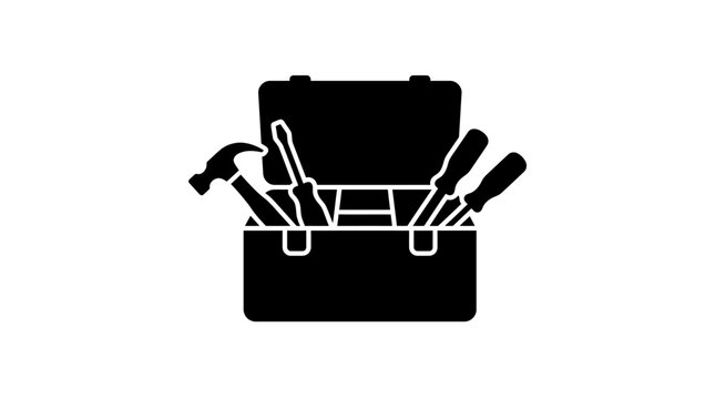 Toolbox, tool box, black, icon, vector, tools, equipment, hardware