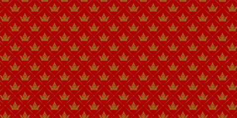 seamless pattern with gold crown on red background © Yanti83