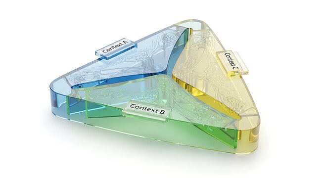 Colorful transparent triangle diagram with three sections