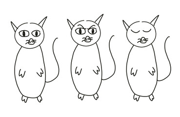hand drawn cat vector silhouette. facial expressions © MarvGraphics