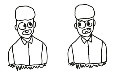 Fototapeta premium hand drawn man upper body vector silhouette. facial expressions