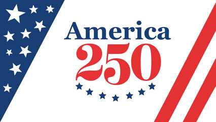 america 250 patriotic anniversary typography with usa flag elements isolated on white background for american celebration design artwork © Zavivec