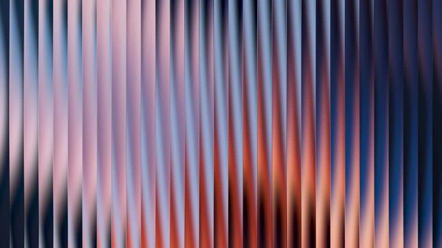 Abstract ribbed texture with glowing blue and pink gradients moving across vertical slats in cinematic motion.