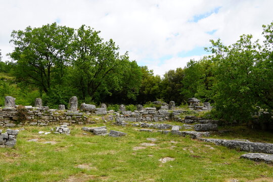 Ruins of the ancient temple of Hercules and a Christian church, in Dodoni, Greece