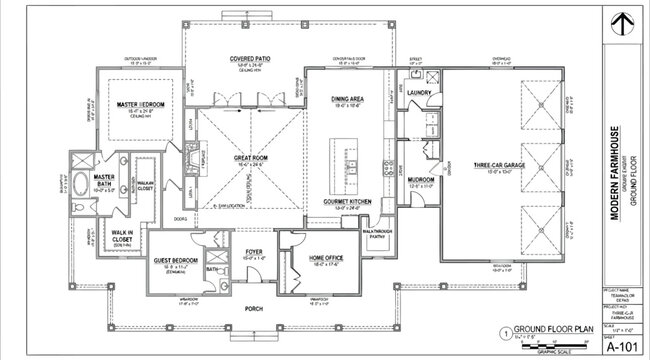 Detailed second floor plan layout for a modern farmhouse architectural project