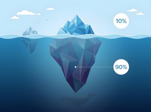 Iceberg concept 90 underwater and 10 above water