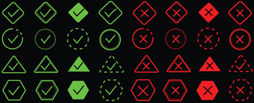 Black Check mark icon vector set. Check box icon with right or yes checkmark icons. Tick box, checkbox symbol

