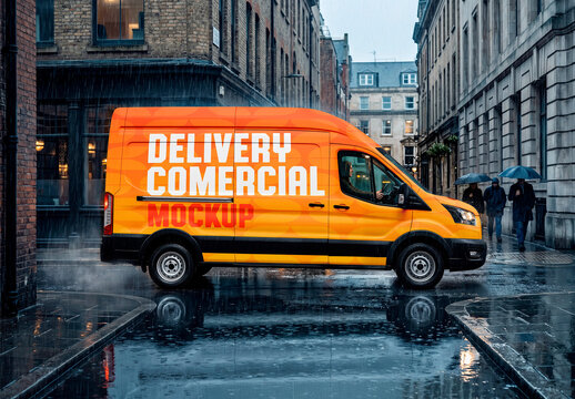 Commercial Delivery Van Mockup