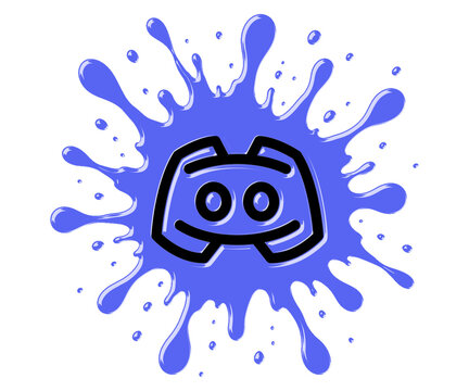 A blue discord logo with a paint splatter on a transparent background