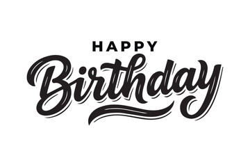 Elegant black and white happy birthday typography lettering design vector isolated on white background © Aprttidur