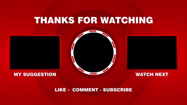 End video Animation. With Thanks for Watching Text. 4K Video.