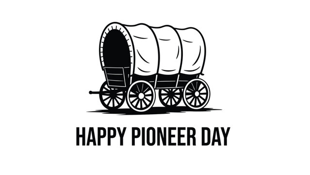 happy pioneer day vintage covered wagon illustration isolated on white background for western heritage historical celebration design